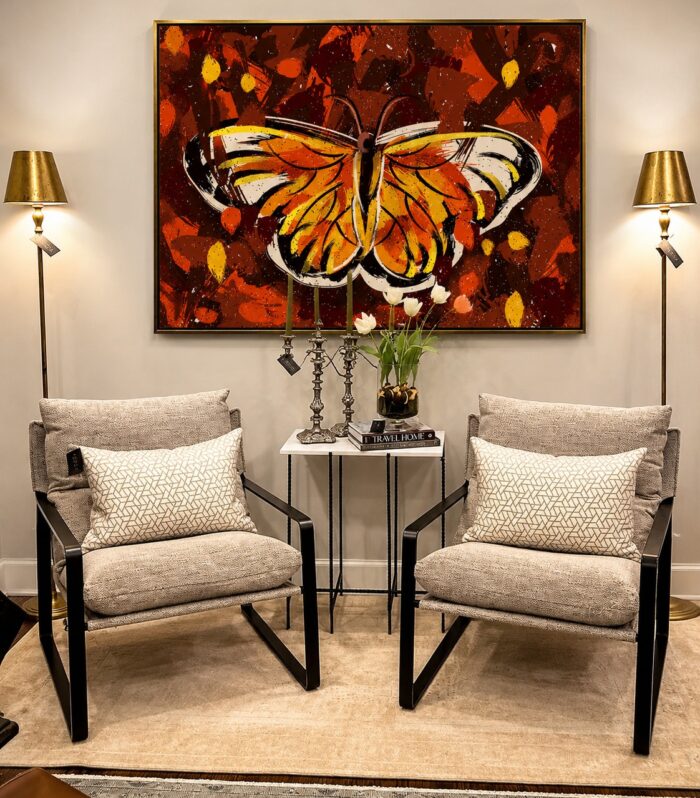 Fraemie Abstract Butterfly Wall Art Frame – Modern Colorful Nature Painting for Living Room & Office Decor