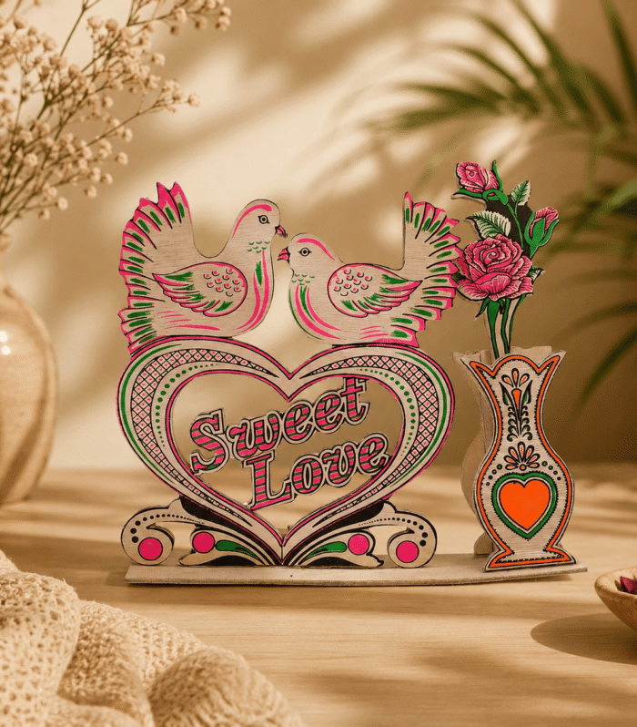 Handcrafted Sweet Love Wooden Couple Birds