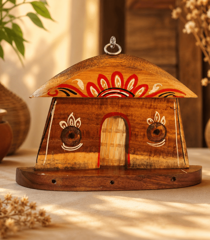 Handcrafted Wooden Village Hut Showpiece