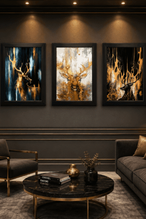 luxury deer wall art set of 3
