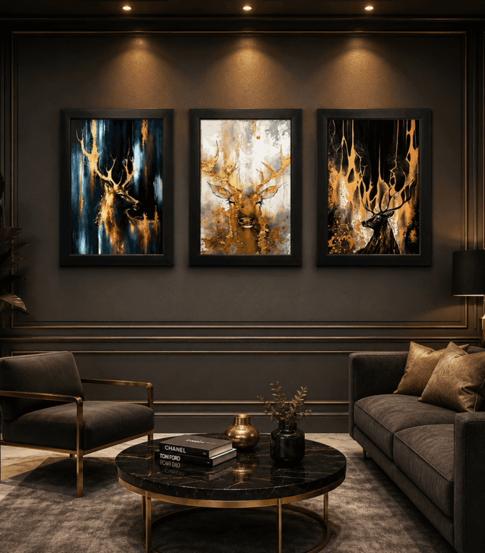 Abstract Deer Wall Art Set of 3