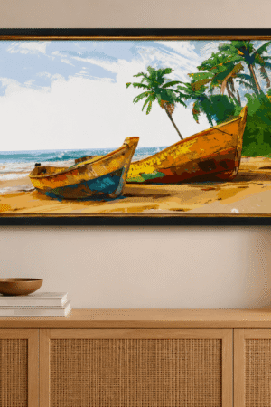 Beach Boat Wall Art Framed Print