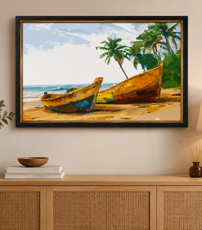 Beach Boat Wall Art Framed Print