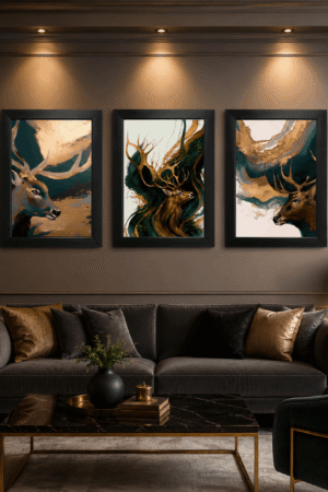 modern abstract wildlife framed of deer
