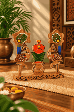 Handcrafted Peacock Folk Art Centerpiece (1)