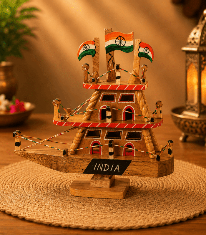 Handmade Wooden Indian Ship Showpiece