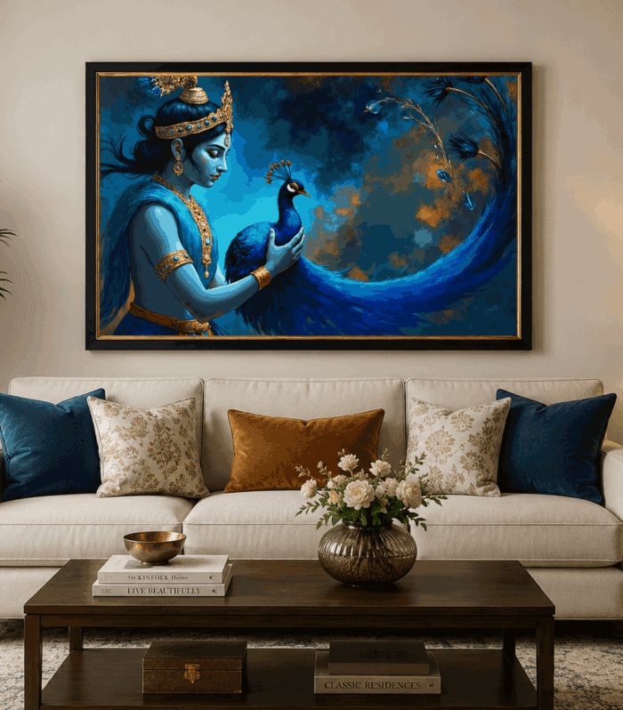 Krishna Peacock Wall Art