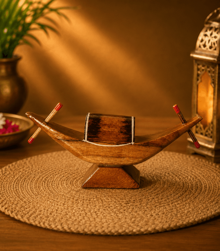 Handmade Wooden Boat Showpiece | Wooden Canoe Decorative Table Decor