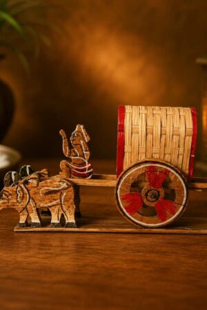 Wooden Ox Cart Decor