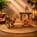 Handmade Wooden Horse Cart Showpiece | Traditional Indian Wooden Handicraft Decor