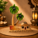 Handmade Wooden Village House Showpiece