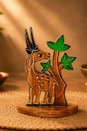 Handmade Wooden Deer Showpiece for Home Decor | Wooden Animal Table Decor