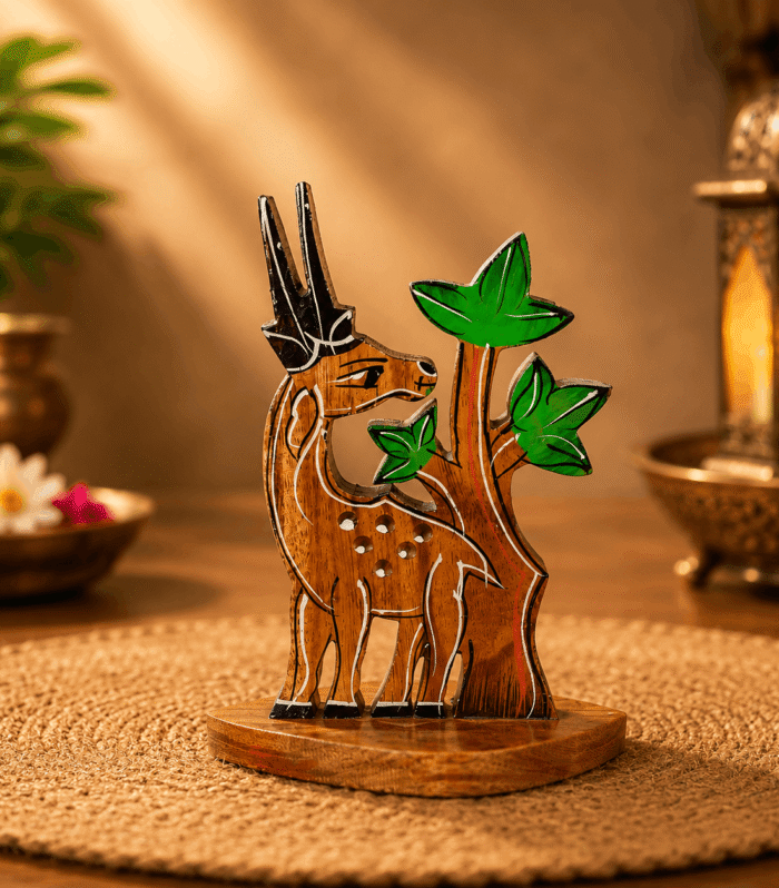 Handmade Wooden Deer Showpiece for Home Decor | Wooden Animal Table Decor