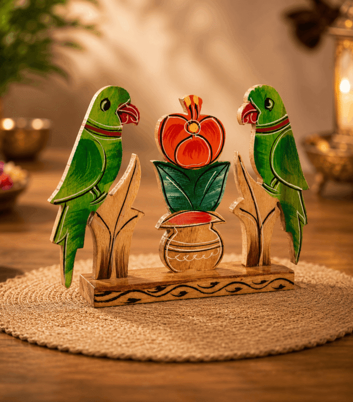 Handcrafted Wooden Parrot Showpiece