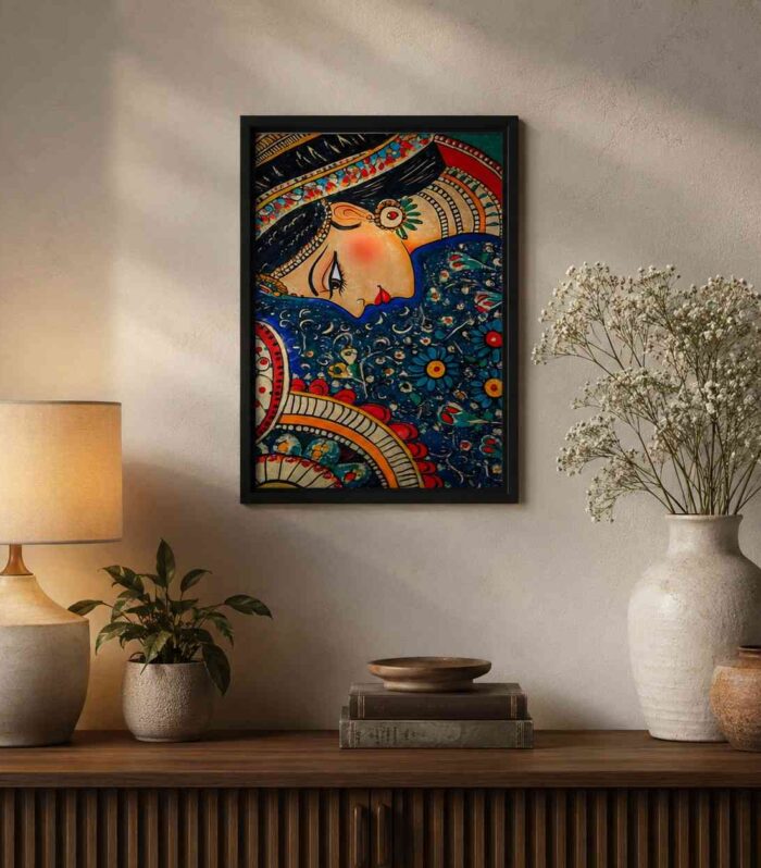 Traditional Indian Woman Wall Art Frame | Ready-Made Ethnic Home Decor | Fraemie