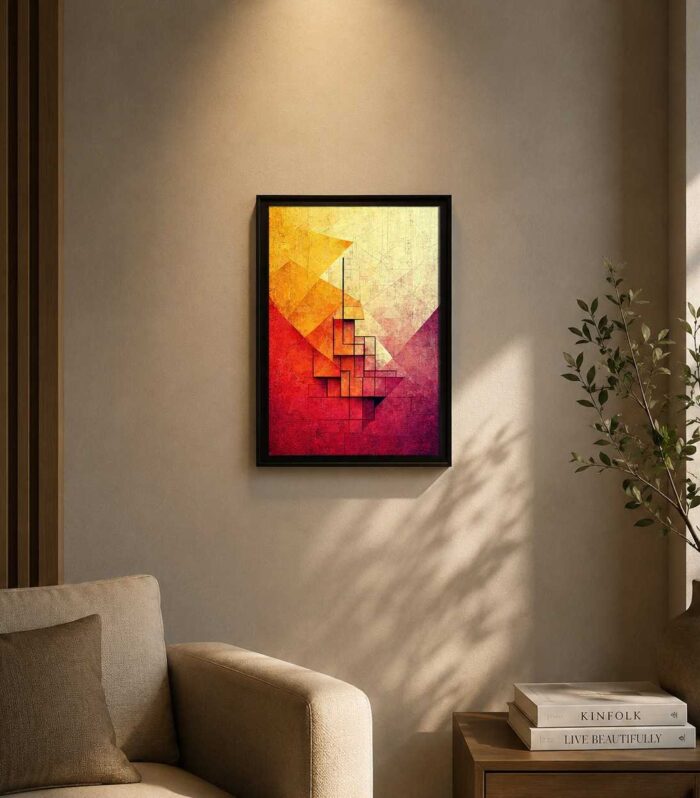 Modern Geometric Abstract Wall Art Frame | Premium Ready-Made Framed Wall Decor for Living Room