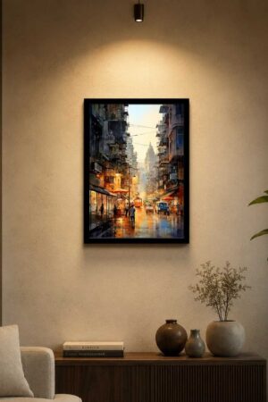 Modern City Street Wall Art Frame – Premium Ready-Made Urban Landscape Decor