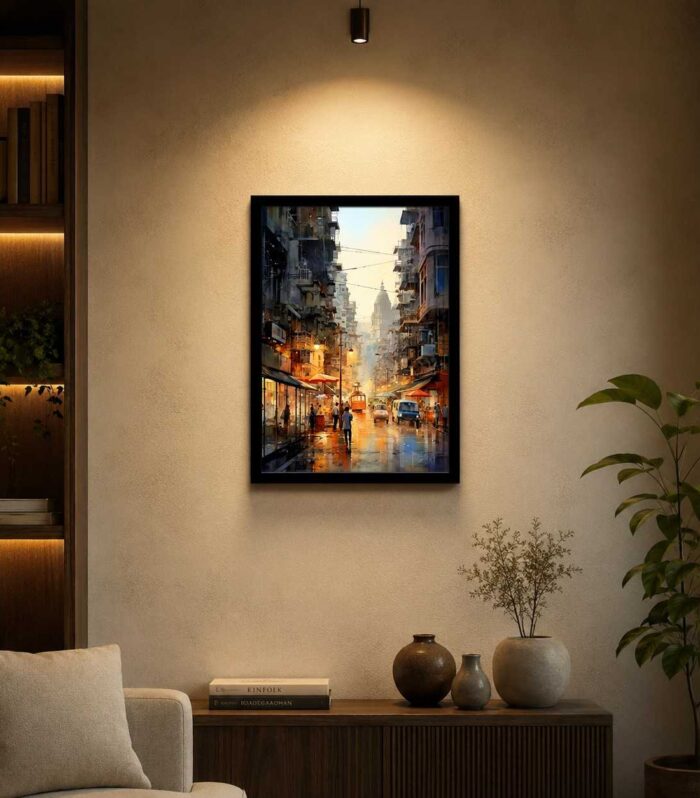 Modern City Street Wall Art Frame – Premium Ready-Made Urban Landscape Decor
