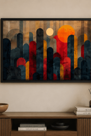 Modern Abstract Geometric Wall Art Black Frame