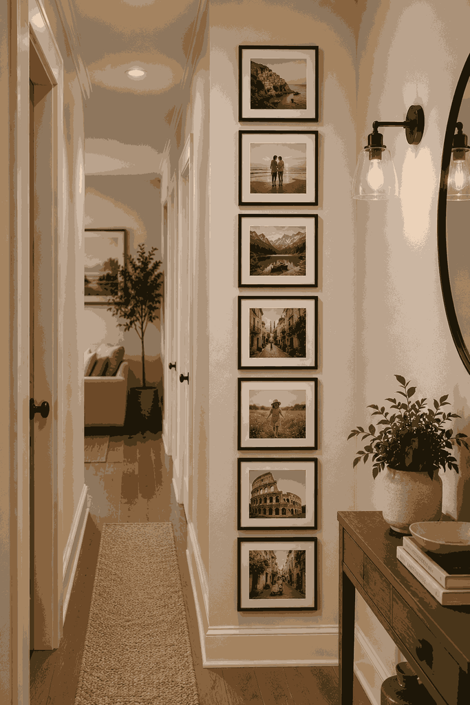 Narrow hallway small photo frames