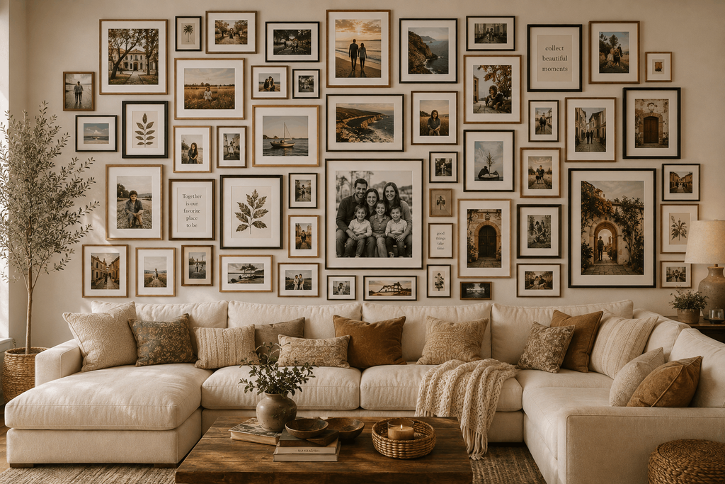 large living room photo frame wall