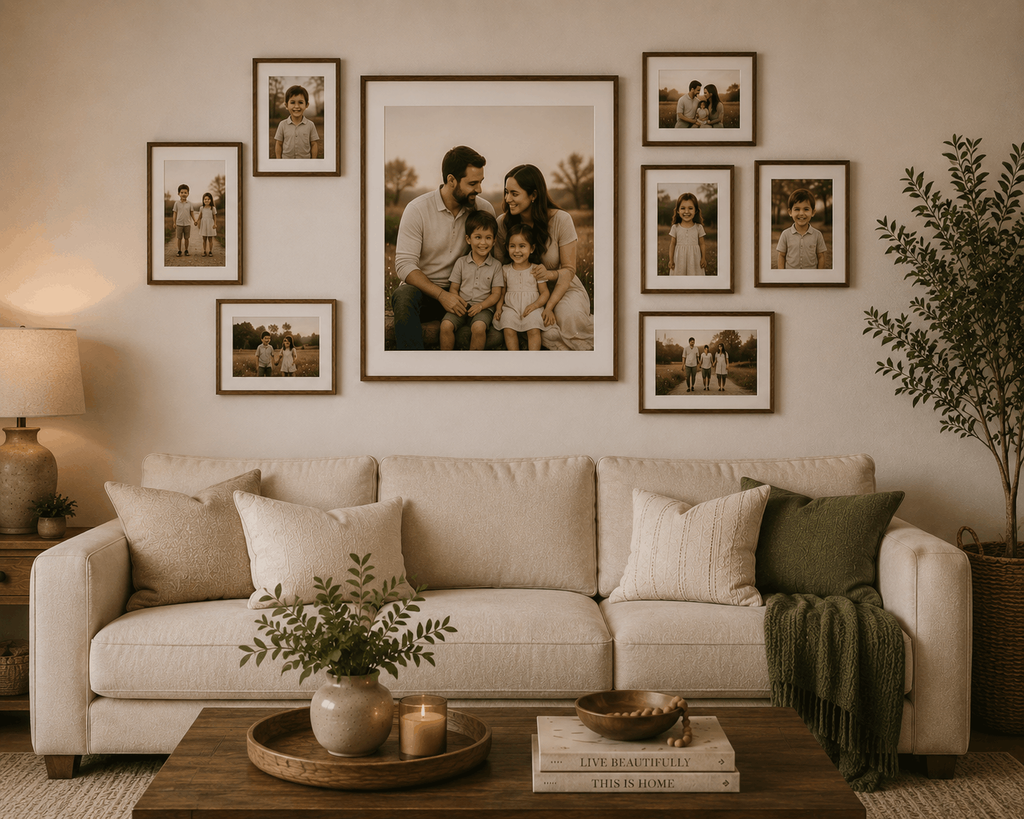  mixed size photo frames for living room