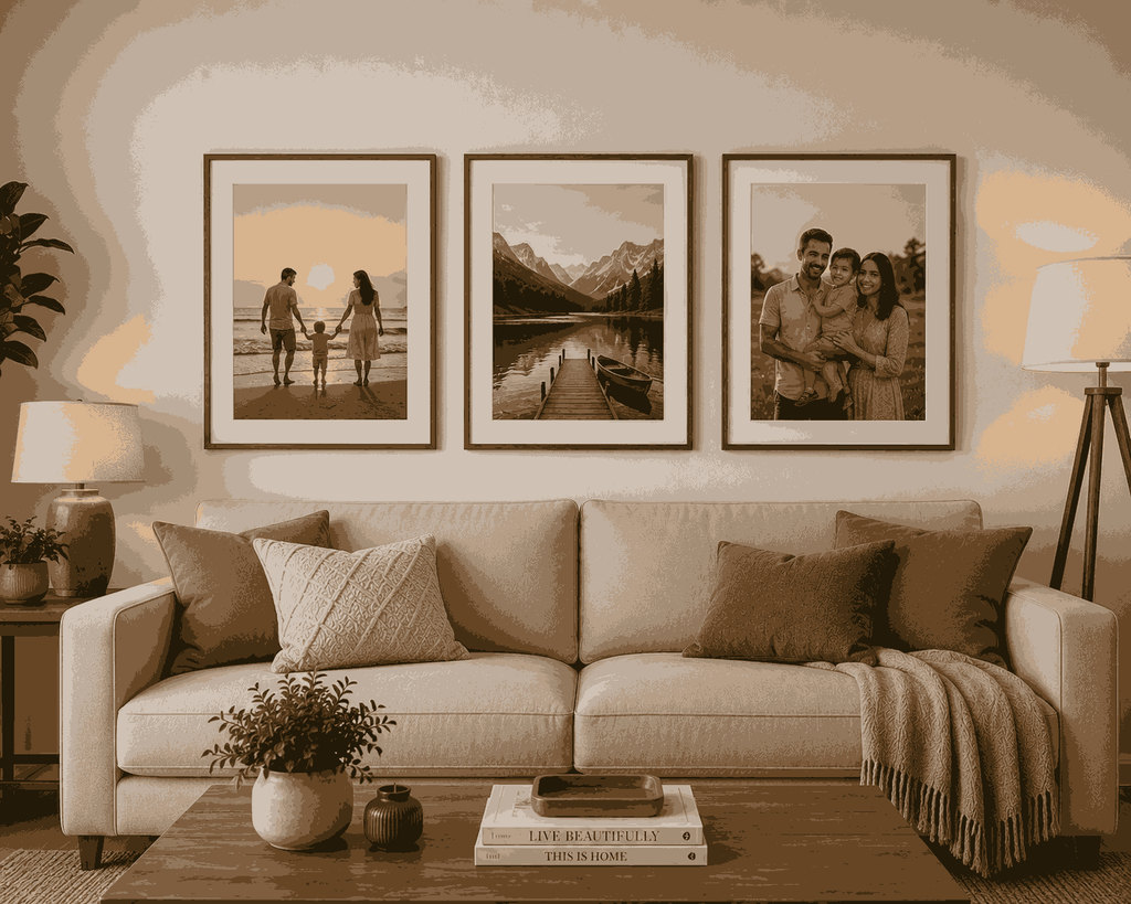 rectangular photo frames arranged