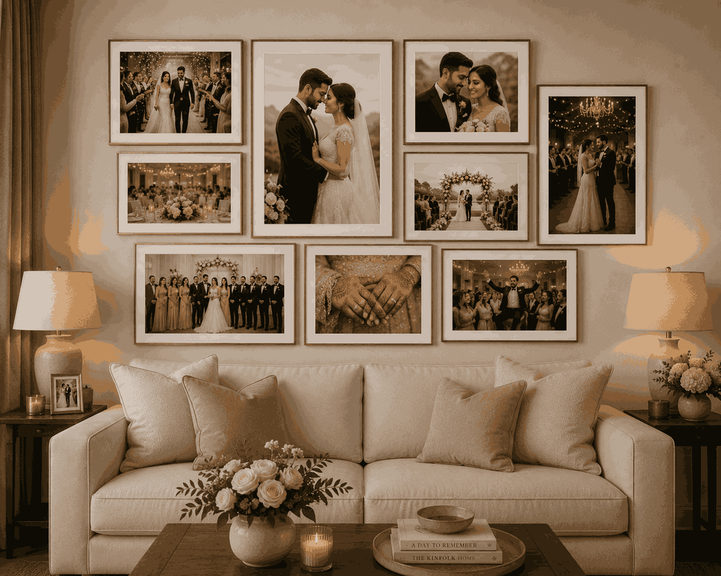 wedding-photo gallery wall