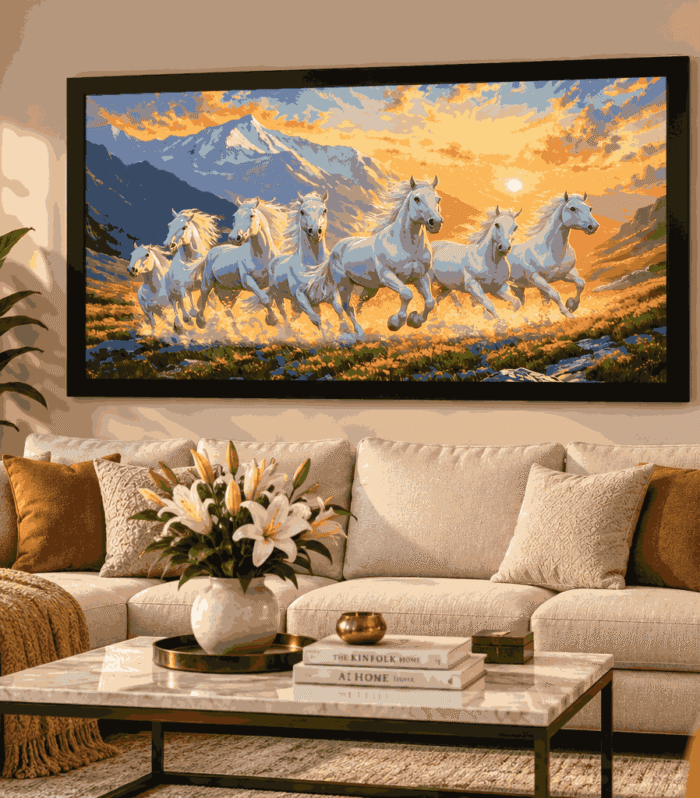 7 White Horses Vastu Painting for Living Room