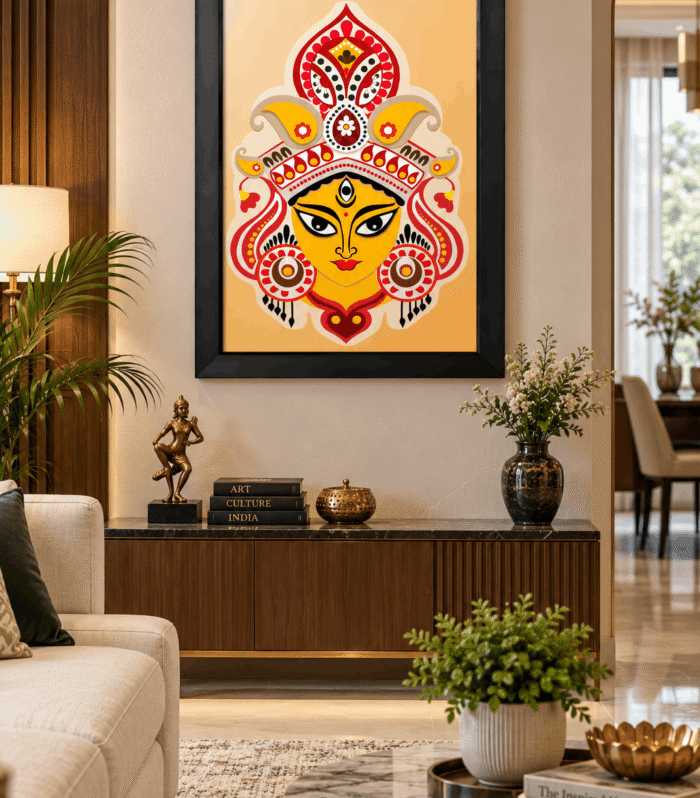 Bengali Pattachitra-Inspired Durga Art