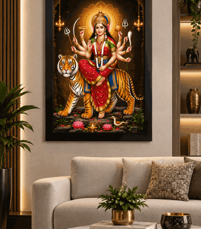Durga with Tiger Wall Art