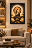 Meditating Buddha Among Golden Lotuses