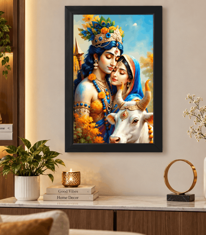 Radha Krishna Cow Painting