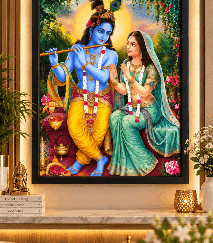 Radha Krishna Flute Painting