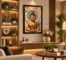 Serene Buddha with Golden Aura and Lotus