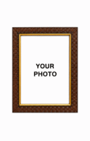 Woven walnut wood photo frame with a decorative basket-weave design and golden inner border, suitable for displaying 12 x 8 inch photos on a wall.