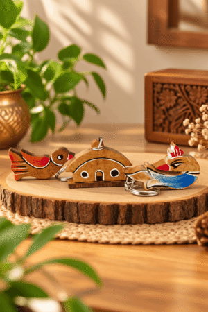 Rustic Wooden Keychain Trio Display (1)